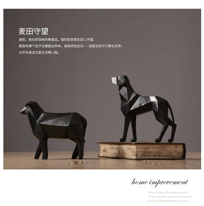 Nordic style presents  modern Abstract  simple home decoration resin crafts diamond shaped geometric sheep animal model gifts
