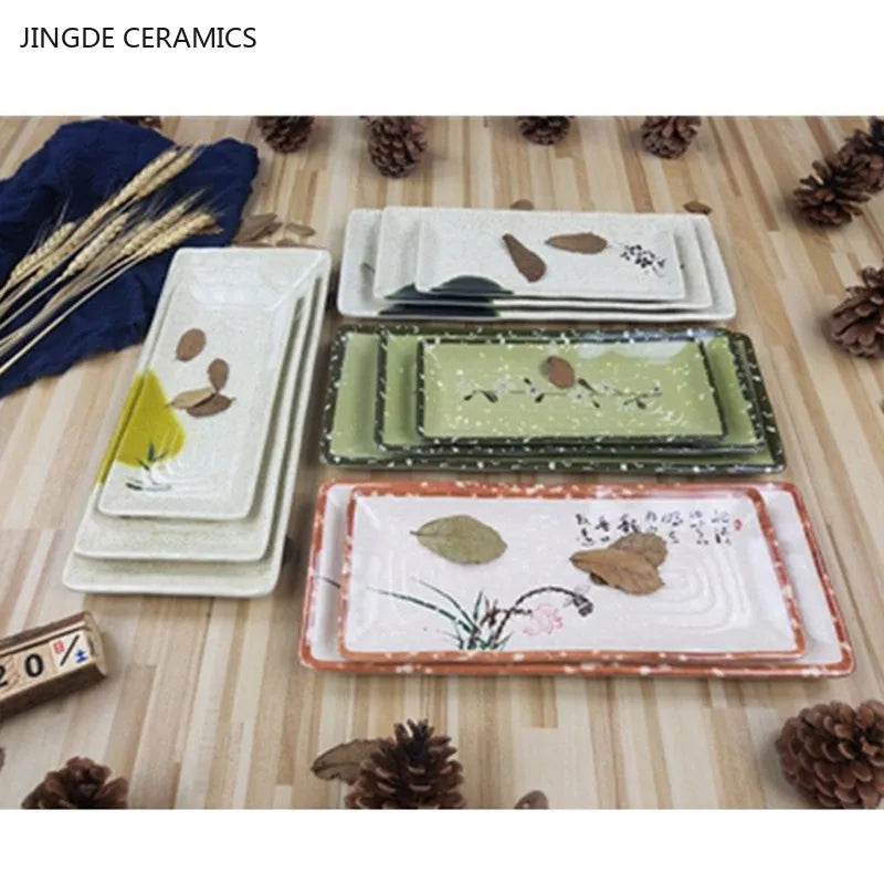 Not Easily Broken Melamine Barbecue Sushi Plate Rectangular Beef Hot Pot Dish Japanese Snack Plate Thickened Plastic Cutlery