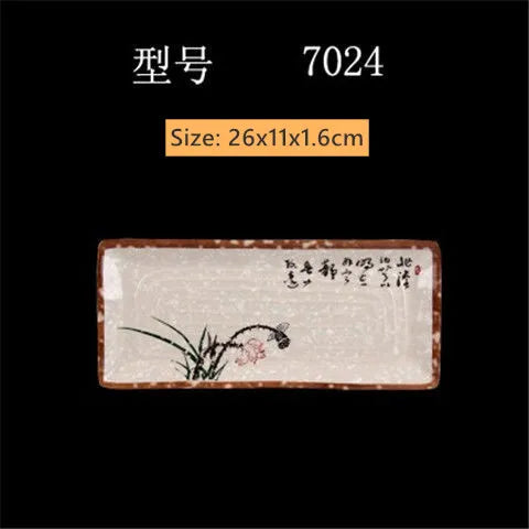Not Easily Broken Melamine Barbecue Sushi Plate Rectangular Beef Hot Pot Dish Japanese Snack Plate Thickened Plastic Cutlery