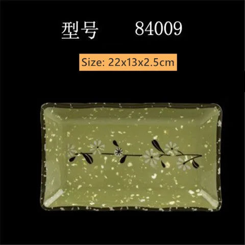 Not Easily Broken Melamine Barbecue Sushi Plate Rectangular Beef Hot Pot Dish Japanese Snack Plate Thickened Plastic Cutlery