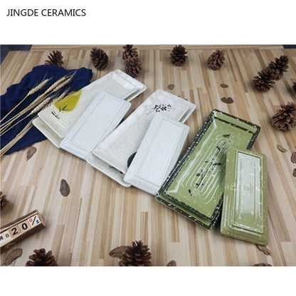 Not Easily Broken Melamine Barbecue Sushi Plate Rectangular Beef Hot Pot Dish Japanese Snack Plate Thickened Plastic Cutlery