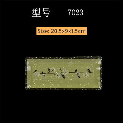 Not Easily Broken Melamine Barbecue Sushi Plate Rectangular Beef Hot Pot Dish Japanese Snack Plate Thickened Plastic Cutlery