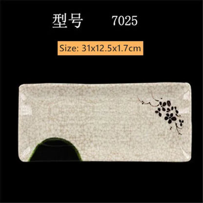 Not Easily Broken Melamine Barbecue Sushi Plate Rectangular Beef Hot Pot Dish Japanese Snack Plate Thickened Plastic Cutlery