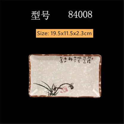 Not Easily Broken Melamine Barbecue Sushi Plate Rectangular Beef Hot Pot Dish Japanese Snack Plate Thickened Plastic Cutlery