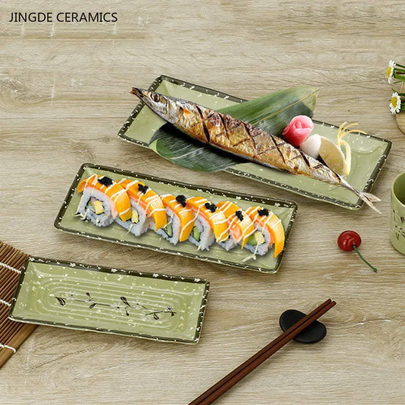 Not Easily Broken Melamine Barbecue Sushi Plate Rectangular Beef Hot Pot Dish Japanese Snack Plate Thickened Plastic Cutlery