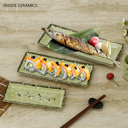 Not Easily Broken Melamine Barbecue Sushi Plate Rectangular Beef Hot Pot Dish Japanese Snack Plate Thickened Plastic Cutlery