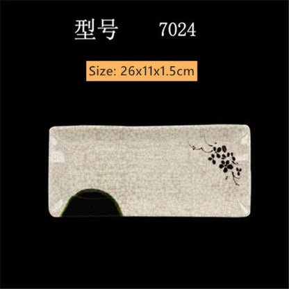 Not Easily Broken Melamine Barbecue Sushi Plate Rectangular Beef Hot Pot Dish Japanese Snack Plate Thickened Plastic Cutlery