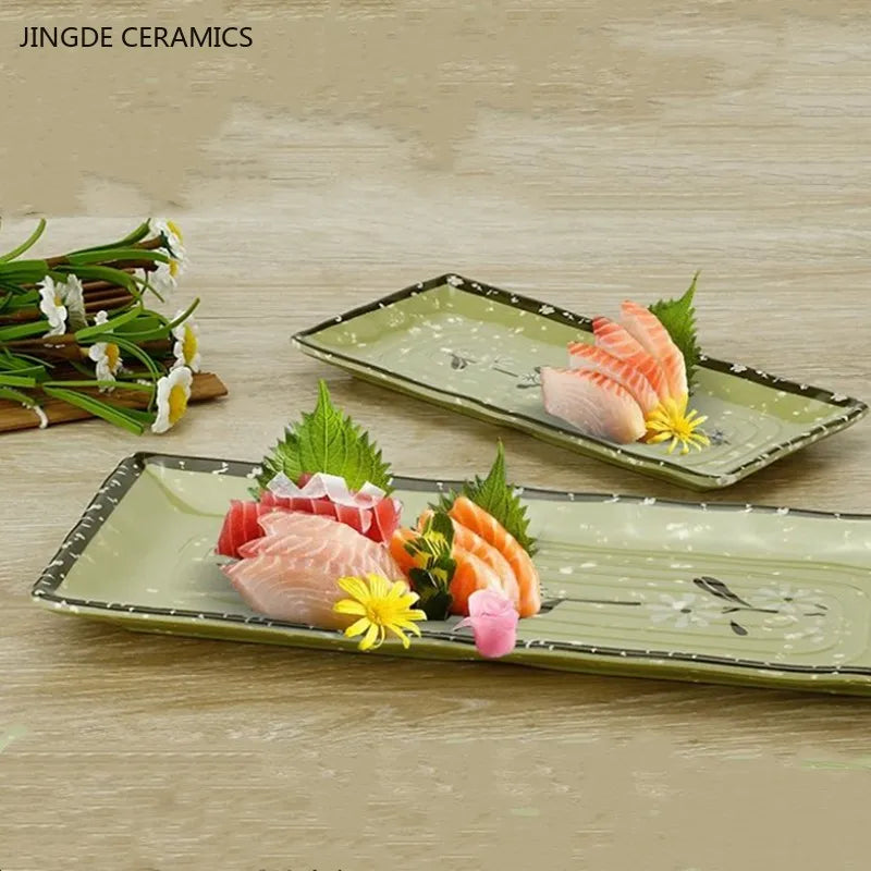 Not Easily Broken Melamine Barbecue Sushi Plate Rectangular Beef Hot Pot Dish Japanese Snack Plate Thickened Plastic Cutlery