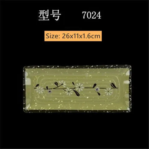 Not Easily Broken Melamine Barbecue Sushi Plate Rectangular Beef Hot Pot Dish Japanese Snack Plate Thickened Plastic Cutlery