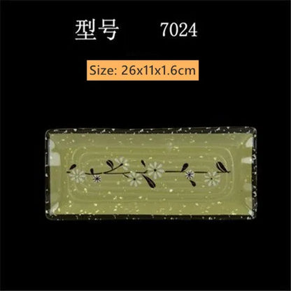 Not Easily Broken Melamine Barbecue Sushi Plate Rectangular Beef Hot Pot Dish Japanese Snack Plate Thickened Plastic Cutlery
