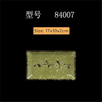 Not Easily Broken Melamine Barbecue Sushi Plate Rectangular Beef Hot Pot Dish Japanese Snack Plate Thickened Plastic Cutlery