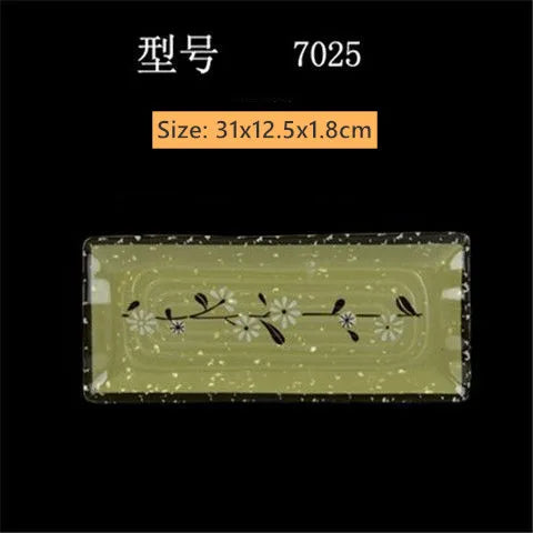 Not Easily Broken Melamine Barbecue Sushi Plate Rectangular Beef Hot Pot Dish Japanese Snack Plate Thickened Plastic Cutlery