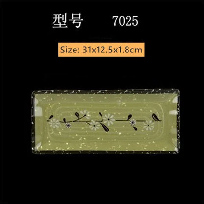 Not Easily Broken Melamine Barbecue Sushi Plate Rectangular Beef Hot Pot Dish Japanese Snack Plate Thickened Plastic Cutlery