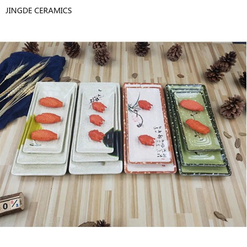 Not Easily Broken Melamine Barbecue Sushi Plate Rectangular Beef Hot Pot Dish Japanese Snack Plate Thickened Plastic Cutlery