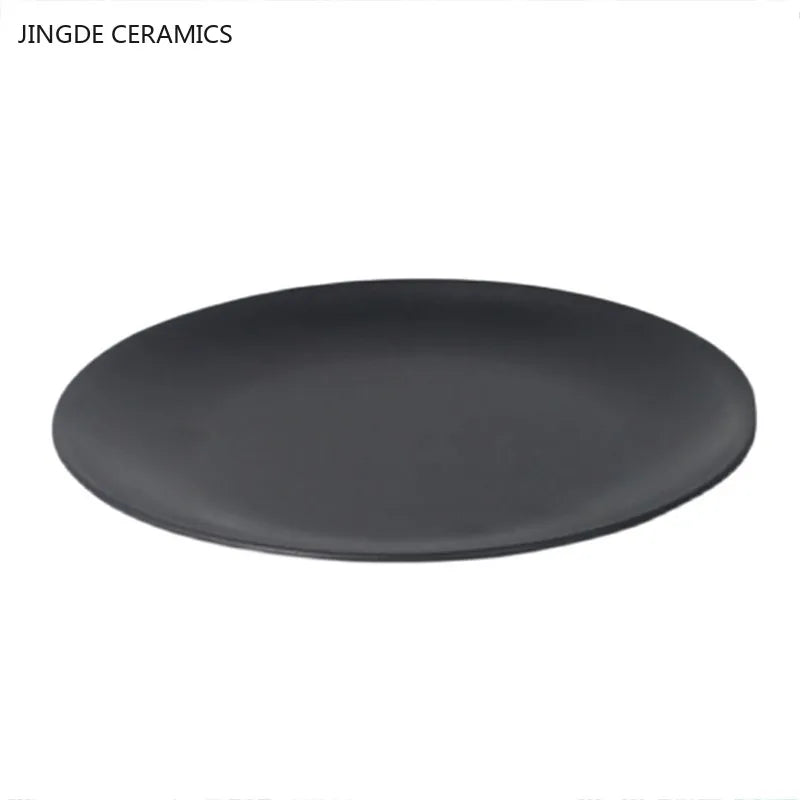 Not Easily Broken Plastic Tableware Black Melamine Plate Household Barbecue Dinner Plates Commercial Cutlery Kitchen Accessories