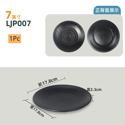 Not Easily Broken Plastic Tableware Black Melamine Plate Household Barbecue Dinner Plates Commercial Cutlery Kitchen Accessories