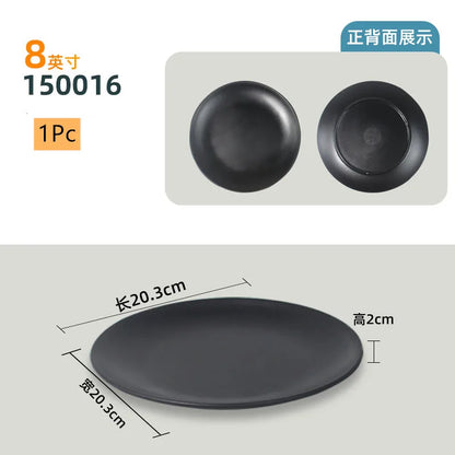 Not Easily Broken Plastic Tableware Black Melamine Plate Household Barbecue Dinner Plates Commercial Cutlery Kitchen Accessories