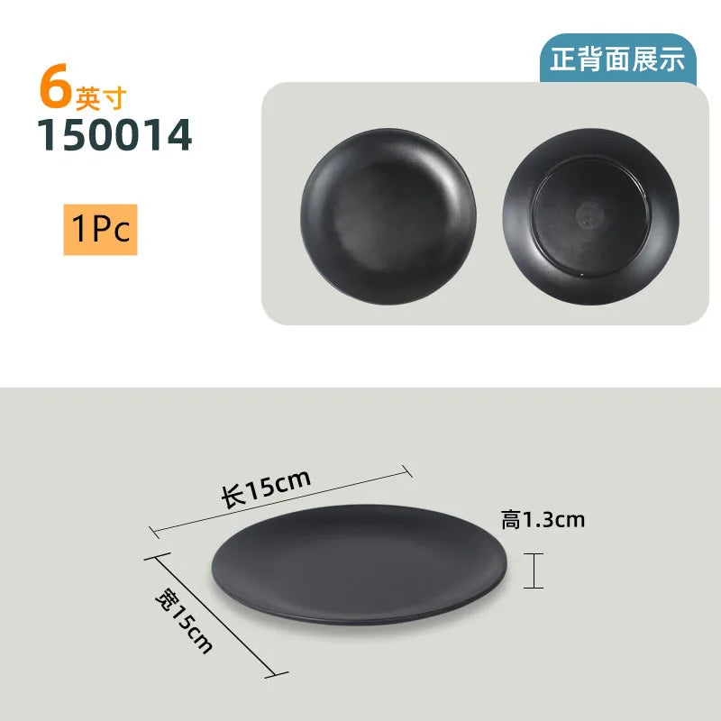 Not Easily Broken Plastic Tableware Black Melamine Plate Household Barbecue Dinner Plates Commercial Cutlery Kitchen Accessories