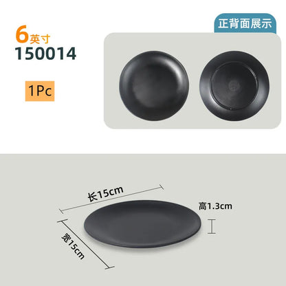 Not Easily Broken Plastic Tableware Black Melamine Plate Household Barbecue Dinner Plates Commercial Cutlery Kitchen Accessories
