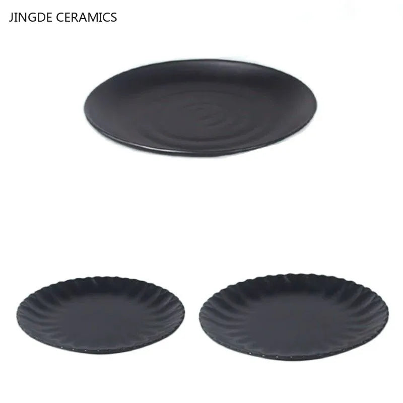 Not Easily Broken Plastic Tableware Black Melamine Plate Household Barbecue Dinner Plates Commercial Cutlery Kitchen Accessories