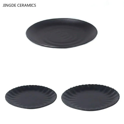 Not Easily Broken Plastic Tableware Black Melamine Plate Household Barbecue Dinner Plates Commercial Cutlery Kitchen Accessories