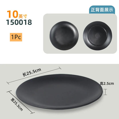 Not Easily Broken Plastic Tableware Black Melamine Plate Household Barbecue Dinner Plates Commercial Cutlery Kitchen Accessories