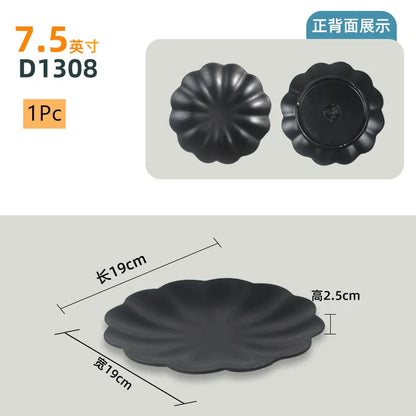 Not Easily Broken Plastic Tableware Black Melamine Plate Household Barbecue Dinner Plates Commercial Cutlery Kitchen Accessories
