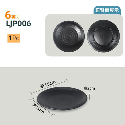 Not Easily Broken Plastic Tableware Black Melamine Plate Household Barbecue Dinner Plates Commercial Cutlery Kitchen Accessories