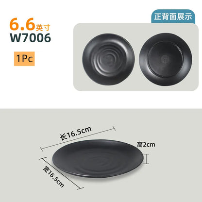 Not Easily Broken Plastic Tableware Black Melamine Plate Household Barbecue Dinner Plates Commercial Cutlery Kitchen Accessories