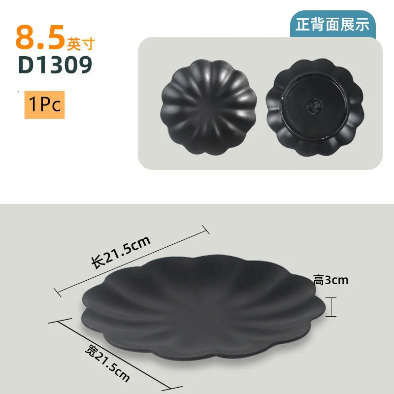 Not Easily Broken Plastic Tableware Black Melamine Plate Household Barbecue Dinner Plates Commercial Cutlery Kitchen Accessories