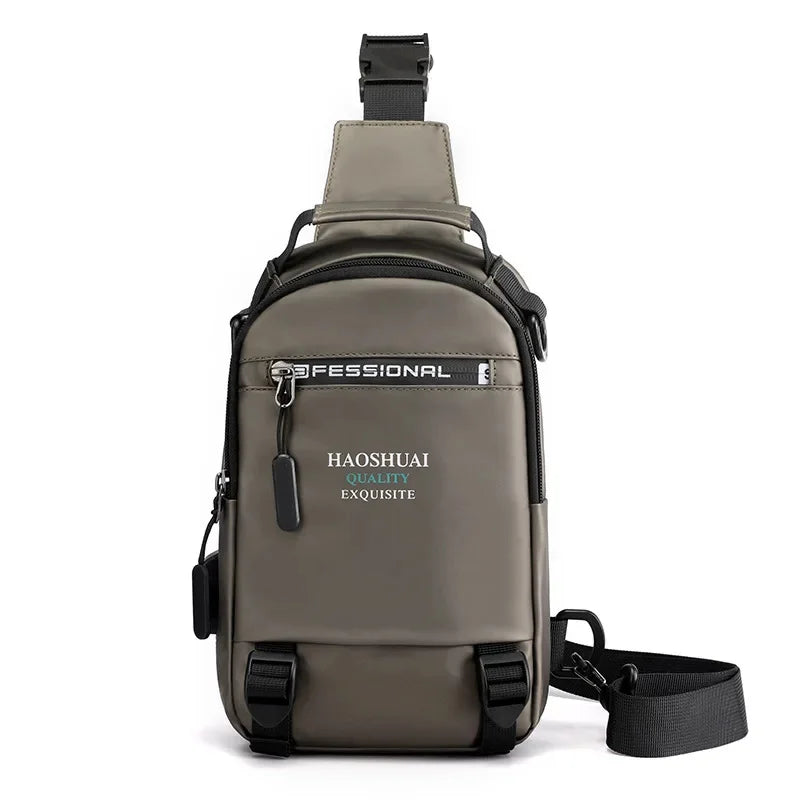 Nylon Backpack Rucksack Bags for Men USB Charging Port Male Military Cross Body Messenger Chest Pack Bag Sling Daypack