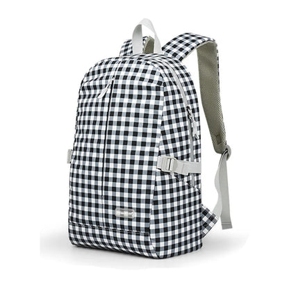 Nylon Backpack for Girls Large Capacity Shoulder Bag Ladies Laptop Bag Student Schoolbag Small Plaid Pattern Bright Summer Bag