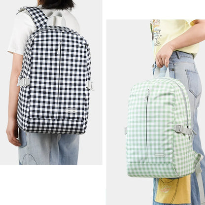 Nylon Backpack for Girls Large Capacity Shoulder Bag Ladies Laptop Bag Student Schoolbag Small Plaid Pattern Bright Summer Bag