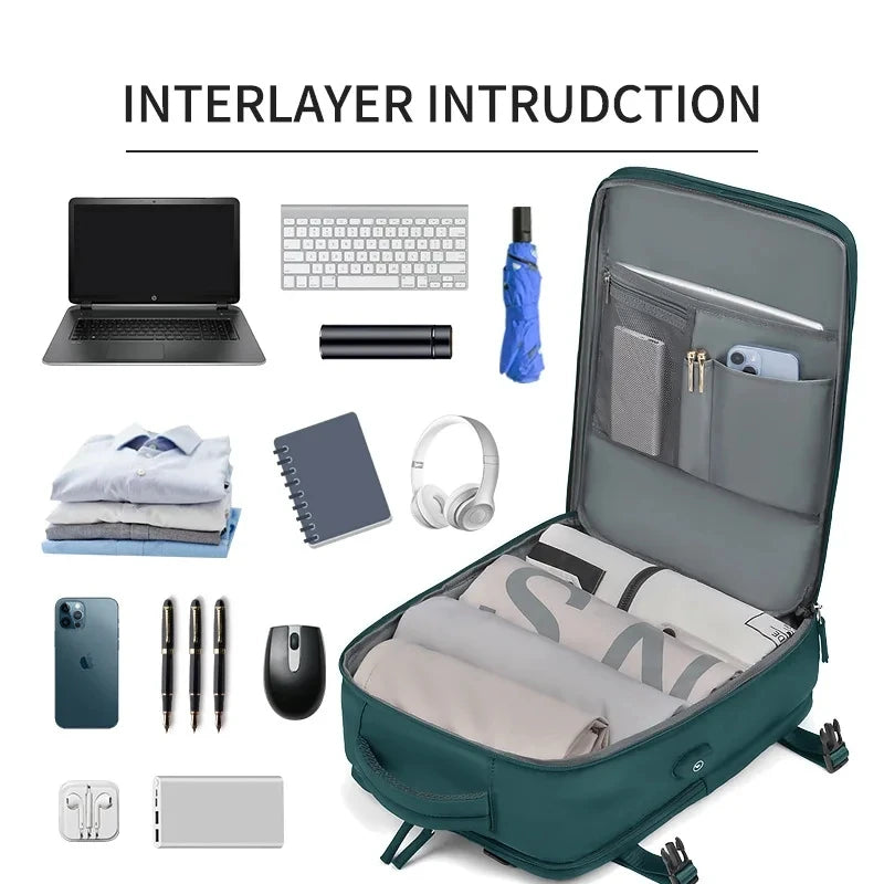 Nylon Backpack for Women USB Charging Waterproof Men's Back Pack 15 Inches Laptop Bag 30L Big Capacity Outdoor Travel Shoes Bag