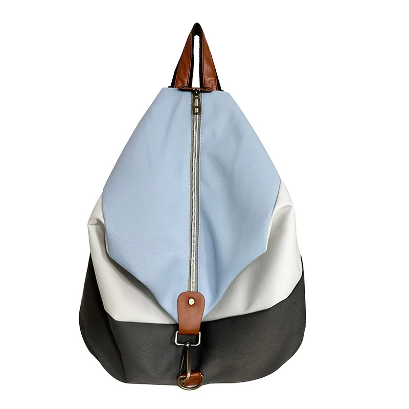 Nylon Kawaii Female School Bags For Girls Backpack Cute Casual Small Students Horizontal grid color blocking Backpacks For Women