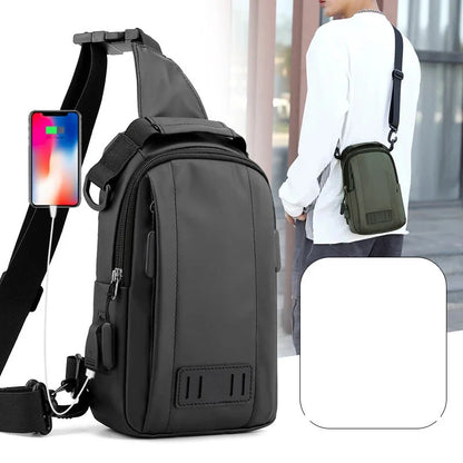Nylon Men Backpack Rucksack Bags with USB Charging Male Military Cross Body Sling Messenger Chest Bag Knapsack Daypack New