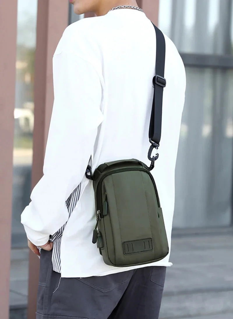 Nylon Men Backpack Rucksack Bags with USB Charging Male Military Cross Body Sling Messenger Chest Bag Knapsack Daypack New