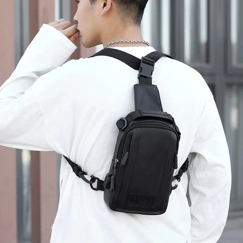 Nylon Men Backpack Rucksack Bags with USB Charging Male Military Cross Body Sling Messenger Chest Bag Knapsack Daypack New