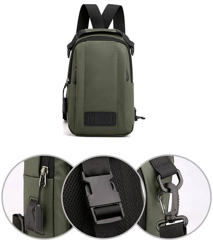 Nylon Men Backpack Rucksack Bags with USB Charging Male Military Cross Body Sling Messenger Chest Bag Knapsack Daypack New