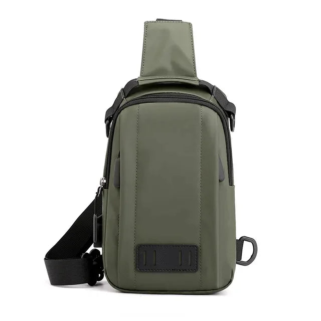 Nylon Men Backpack Rucksack Knapsack USB Charging Port Male Military Sling Messenger Crossbody Chest Pack Bag Daypack