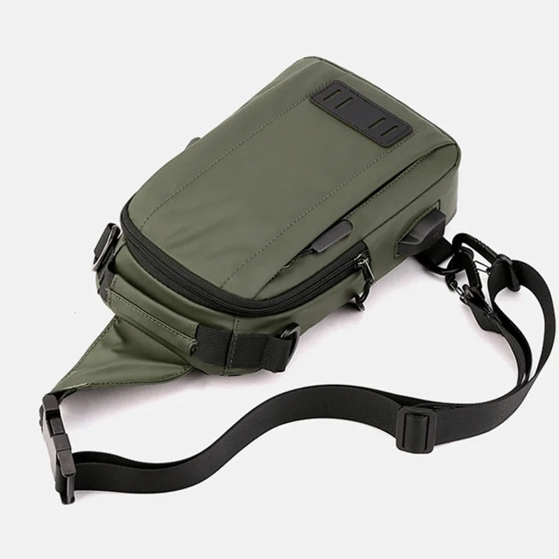 Nylon Men Backpack Rucksack Knapsack USB Charging Port Male Military Sling Messenger Crossbody Chest Pack Bag Daypack