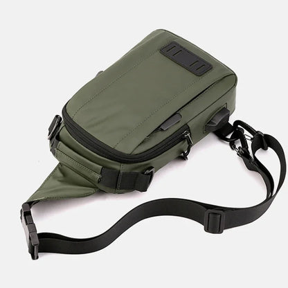 Nylon Men Backpack Rucksack Knapsack USB Charging Port Male Military Sling Messenger Crossbody Chest Pack Bag Daypack