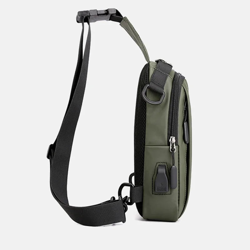 Nylon Men Backpack Rucksack Knapsack USB Charging Port Male Military Sling Messenger Crossbody Chest Pack Bag Daypack