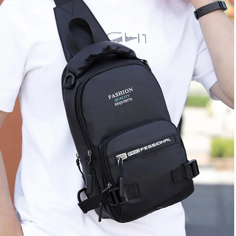 Nylon Military Cross Body Chest Bags Male Sling Bag Charging USB Interface Casual Fashion Men Rucksack One Shoulder Backpack