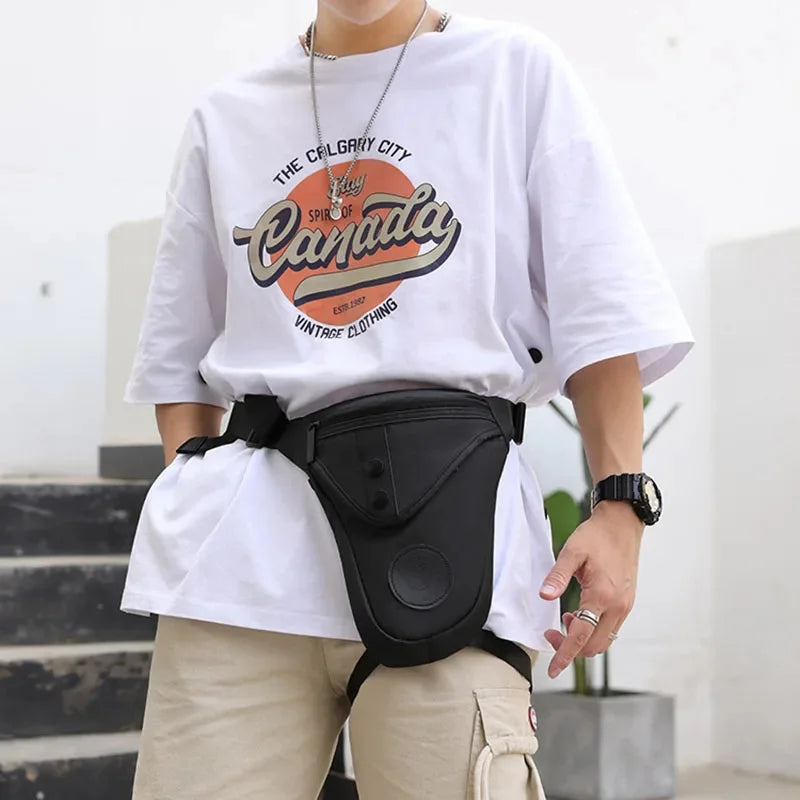 Nylon Rider Drop Leg Bag For Men Thigh Fanny Pack Motorcycle Multi-function Shoulder Messener Male Hip Bum Belt Waist Bags