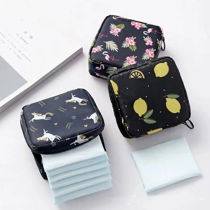Nylon Sanitary Napkin Storage Bags Period Bag Pad Bags School Sanitary Pouch with Zipper for Teen Girls Women Ladies