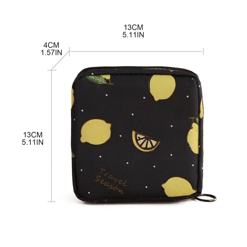Nylon Sanitary Napkin Storage Bags Period Bag Pad Bags School Sanitary Pouch with Zipper for Teen Girls Women Ladies