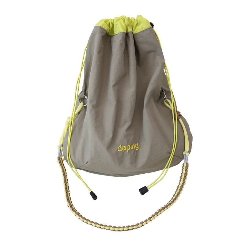 Nylon Solid Color Cute Style Women Female Kawaii Lightweight Messenger Bags Drawstring Girls  Teenage Soft Shoulder bag Fashion