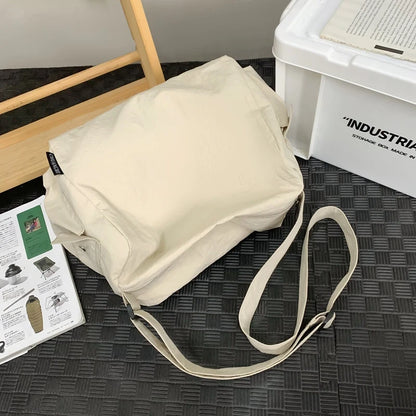 Nylon Solid Color Simple Style Women Female Small Lightweight Messenger Bags Girls Unisex Teenage Soft Shoulder bag Fashion