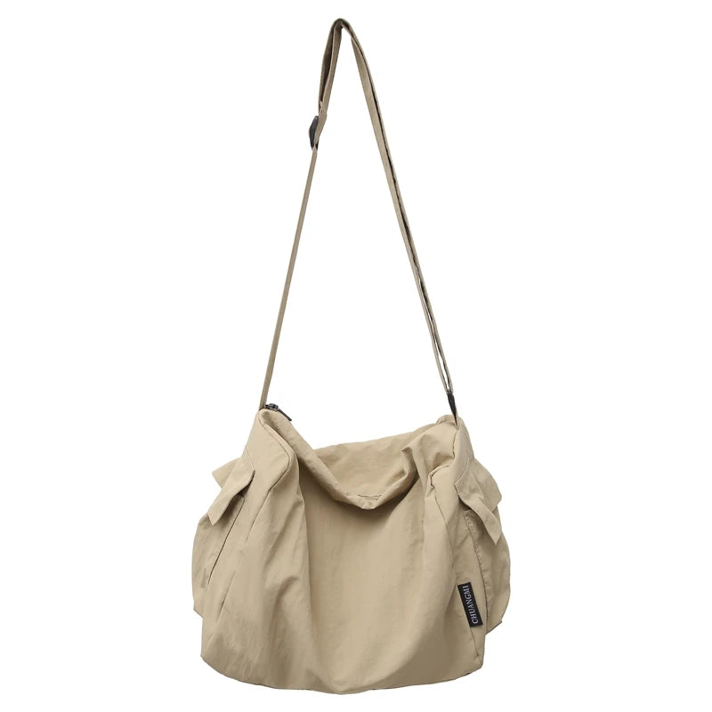 Nylon Solid Color Simple Style Women Female Small Lightweight Messenger Bags Girls Unisex Teenage Soft Shoulder bag Fashion